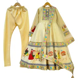 Alyaansh Couture Girls Embroidered Mirror Work Pure Cotton Kurta With Trousers & Dupatta-picture-34