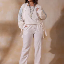 ANUSHEET Embroidered Top With Trouser & Shrug Co-Ords-image-54
