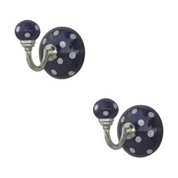 IndianShelf Purple & White 2 Pieces Printed Ceramic Wall Hooks-image-88