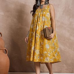InWeave Women Floral Print A Line Midi Dress-image-81