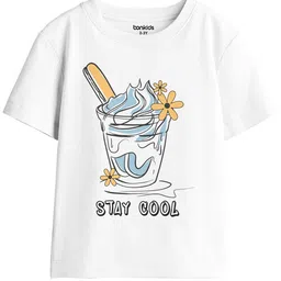 BonOrganik Girls Graphic Printed Round Neck Cotton Oversized T-shirt-17