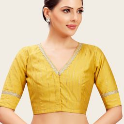 Studio Shringaar Women V- Neck Foil Print Saree Blouse.-image-49