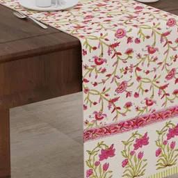 BLOCKS OF INDIA  Green & Pink  Printed Table Runner-35