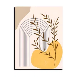 Chalk My Theme Yellow & Beige 1 Piece Abstract Botanical Printed Wood Wall Art-3