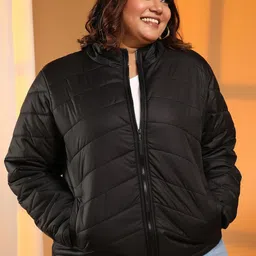 Instafab Plus Size Women Solid Lightweight Quilted Jacket-image-26