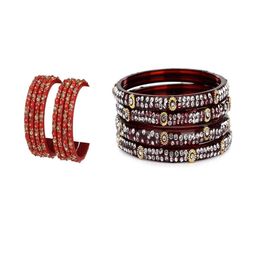 SOMIL Set Of 12 Glass Artificial Stones & Beads Bangles-picture-42