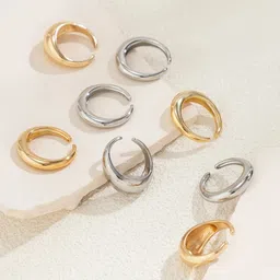 Jewels Galaxy 8Pcs Gold & silver Plated Finger Ring-14
