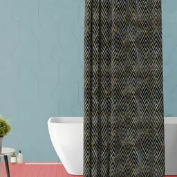 ArtzFolio Yellow and Black Geometric Printed Waterproof Shower Curtain-image-23