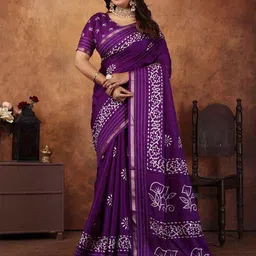 STAVA CREATION Women Ethnic Motifs Printed Silk Cotton Saree-image-86
