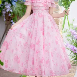 BAESD Floral Print Slit Sleeve Ruffled Satin Fit & Flare Maxi Dress-image-81