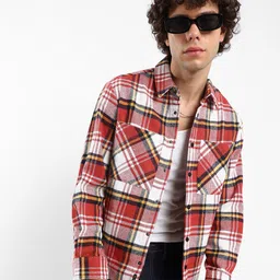 Campus Sutra Men Comfort Tartan Checks Opaque Checked Casual Shirt-picture-4