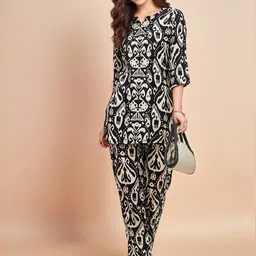 Moda Rapido Black Viscose Rayon Tunic & Trousers Co-ords-picture-3