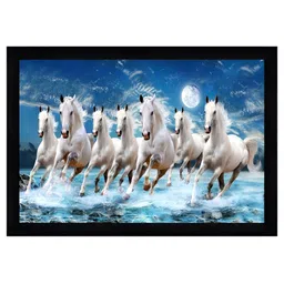 Indianara White & Blue 1 Piece Canvas Birds and Animals Wall Paintings-image-1