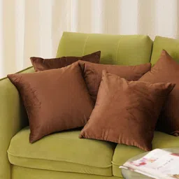 HOME 360 Brown 5 Pcs Of Velvet Square Cushion Covers-image-29