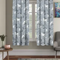 Aura Grey Set of 2 Floral Sheer Window-48