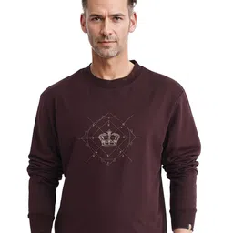 RARE RABBIT Men Printed Pullover Cotton Sweatshirt-image-4