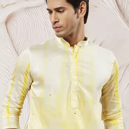 VASTRAMAY Men Ombre Embroidered Regular Mirror Work Kurta with Trousers & With Dupatta image 2