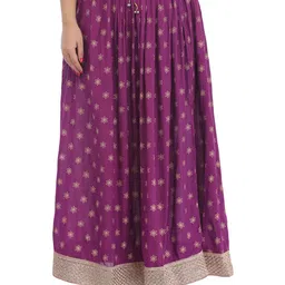 Exotic India Long Skirt With Golden Printed Bootis & Gota Border-image-25