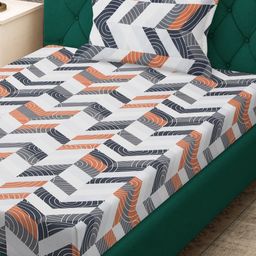 Myntra Elegant Homes White & Grey Abstract 280 TC Single Bedsheet Set-1.52 m x 2.28 m-image-47