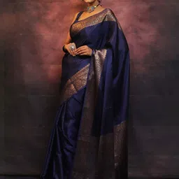 Sita Navy Blue Silk Blend Woven Design Sarees-picture-28
