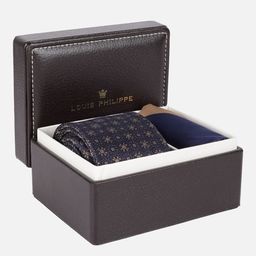 Louis Philippe Men Accessory Gift Set Embroidered Tie and Pocket Square-picture-5