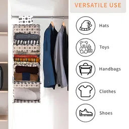 Aura Brown 2 Pieces Foldable 4 Shelf Hanging Closet Multi-Utility Organizers image 5