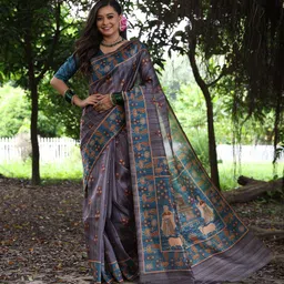 DIVASTRI Silk Blend Tussar Saree-image-7