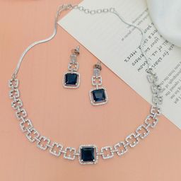 ABDESIGNS Silver-Plated Stone-Studded Jewellery Set-35