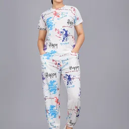 JK Creation Printed Round Neck Top With Joggers Sports Co-Ords-picture-6