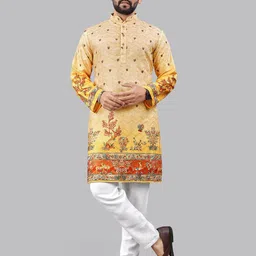 Moda Rapido Men Geometric Printed Thread Work Kurta-image-30