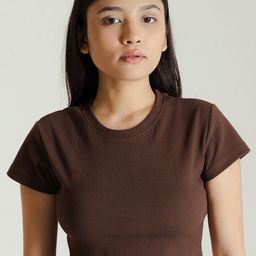 Desi Minimals Women Brown Sculpt Cotton Crop Top-image-92