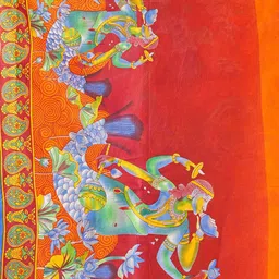 all about you Kalamkari Printed Pure Cotton Ikat Saree image 5