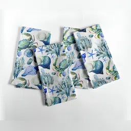 Vargottam 12-Pcs White & Blue Printed Cotton Table Napkins-18