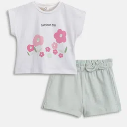 Chicco Girls Printed Round Neck T-Shirt With Shorts-picture-11