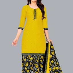 shree jeenmata collection Polka Dots Printed Pure Cotton Unstitched Dress Material-image-64