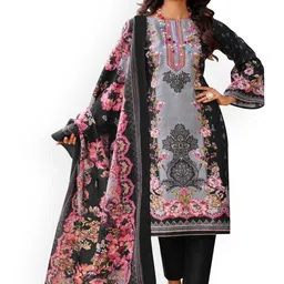 DRAVINAM Trends Floral Printed Thread Work Pure Cotton Unstitched Dress Material-image-44