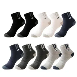 iSWEVEN Unisex Set Of 5 Breathable Cotton Ankle Length Socks-picture-21