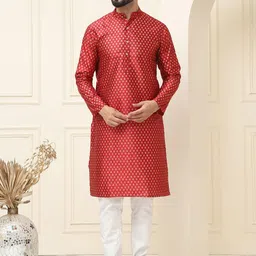 SOJANYA Men Ethnic Motifs Printed Regular Kurta with Churidar-17