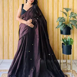 Anouk Solid Sequinned Pure Cotton Saree-23