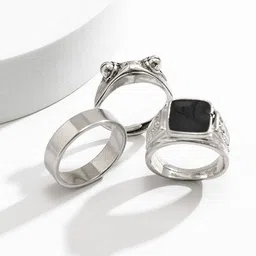 StyleCast x Revolte Set Of 3 Silver-Plated Finger Ring-6