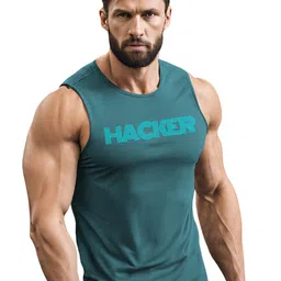 3Colors Printed Round Neck Gym Vest VEST-CCUT-HACKER-AF BLUE_M-6
