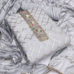 SAINOOR Embroidered Semi-Stitched Dress Material-image-33