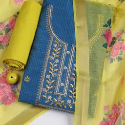 Meena Bazaar Floral Embroidered Zari Unstitched Dress Material-image-89