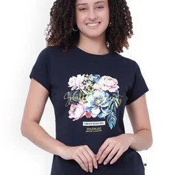 God's Club Women Floral Printed Round Neck Cotton T-shirt-picture-27