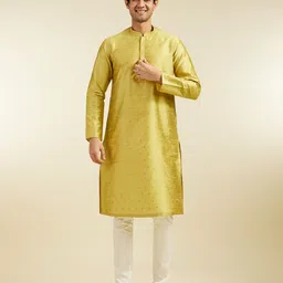Diwas by Manyavar Geometric Woven Design Mandarin Collar Jacquard Straight Kurta-image-14