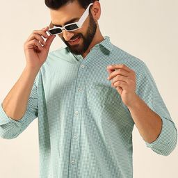 ENSPYR Men Micro Checks Opaque Checked Casual Shirt-image-22