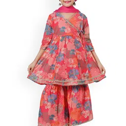 Arshia Fashions Girls Floral Printed Kurti with Sharara & Dupatta-37