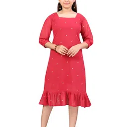 BAESD Floral Print Georgette A-Line Midi Dress-picture-50