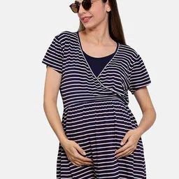 MINI KLUB Women Striped Maternity Peplum Top-image-91