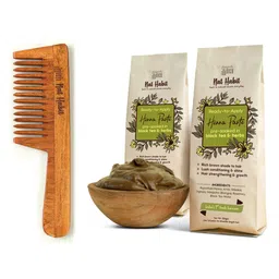 Nat Habit Set of 1 Wide Tooth Kacchi Neem Comb & 2 Ready-To-Apply Henna Paste 220 g each-100